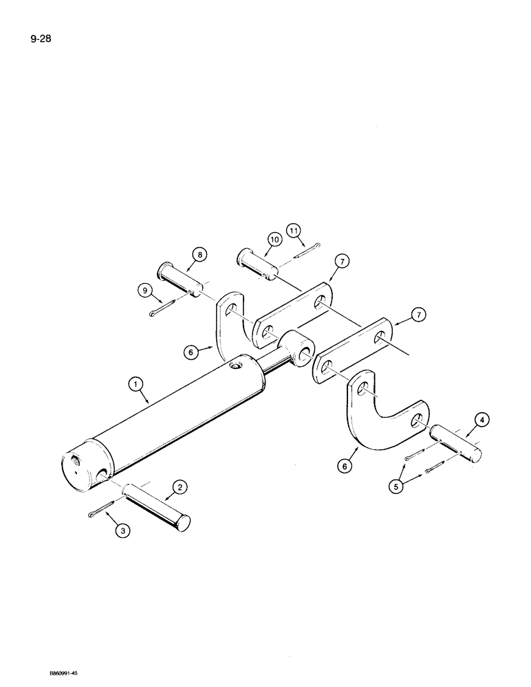 Схема запчастей Case 360 - (9-028) - TRENCHER BOOM LIFT CYLINDER MOUNTING (09) - CHASSIS/ATTACHMENTS