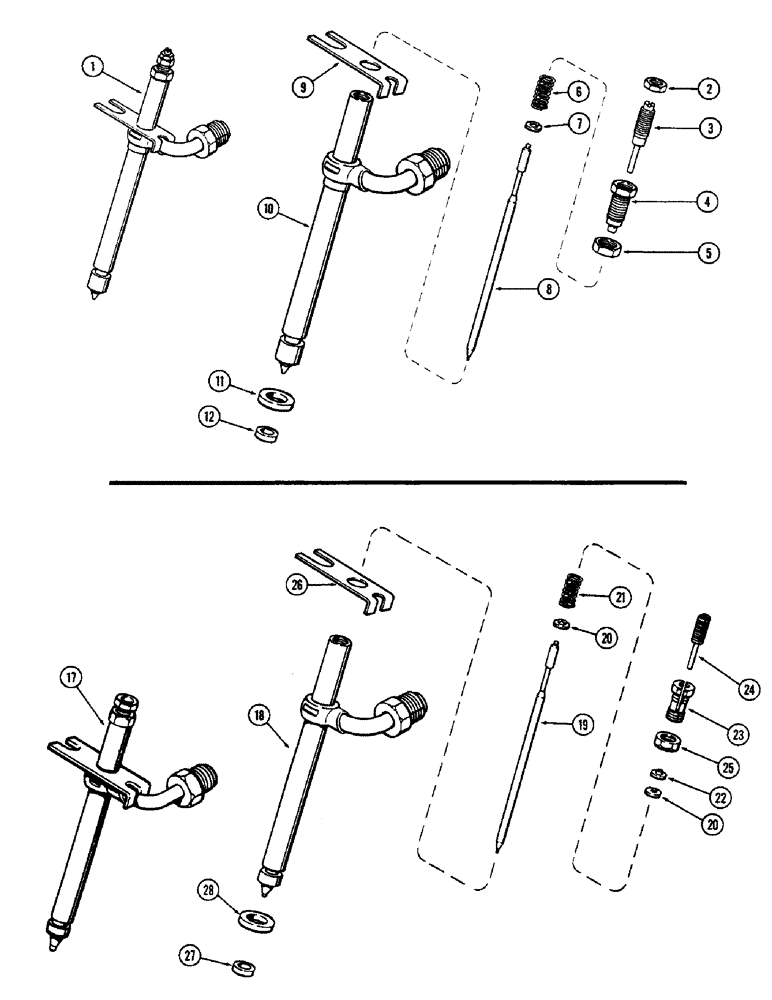 Схема запчастей Case 580B - (047C) - FUEL INJECTION NOZZLE, (188) DIESEL ENGINE, 1ST USED ENG. SN 2726393, PRIOR ENG SN 2726393 (03) - FUEL SYSTEM