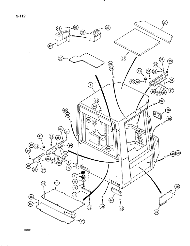 Схема запчастей Case 821 - (9-112) - CANOPY (09) - CHASSIS/ATTACHMENTS