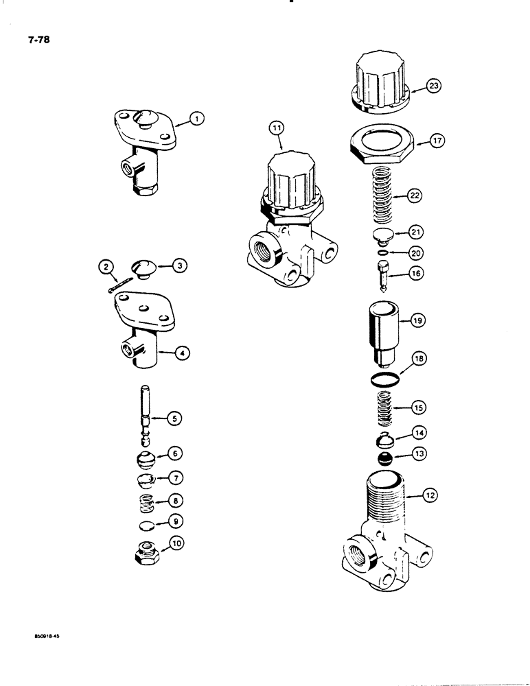 Схема запчастей Case W18B - (7-78) - HORN AND PRESSURE PROTECTION VALVES (07) - BRAKES