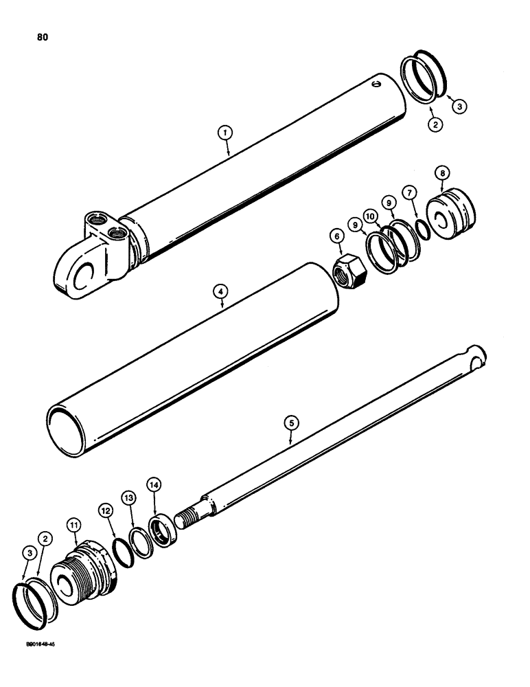 Схема запчастей Case D100 - (7-080) - STABILIZER CYLINDER 