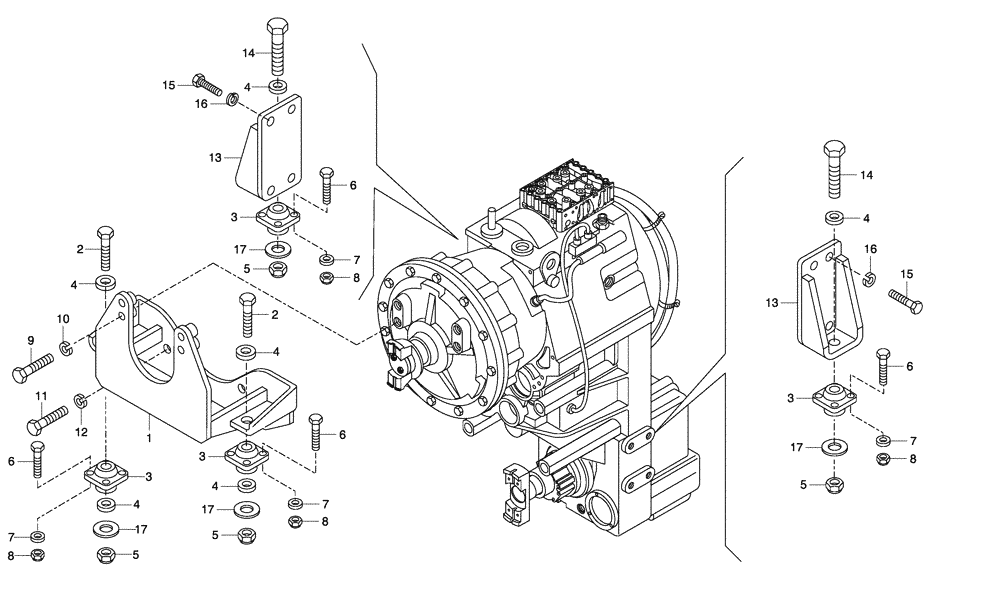 Схема запчастей Case 330 - (18A00030570[01]) - TRANSMISSION - MOUNTING (87449916) (03) - Converter / Transmission