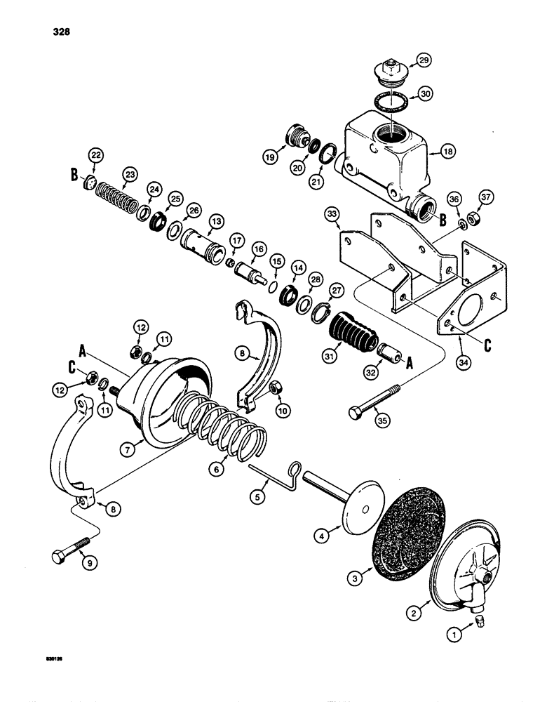 Схема запчастей Case W24C - (328) - L103952 AND L107985 BRAKE ACTUATORS (07) - BRAKES