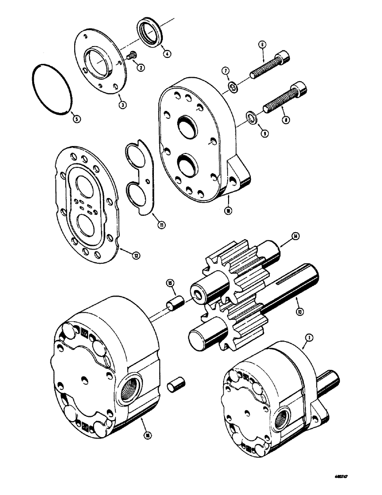 Схема запчастей Case 400 - (124) - D45659 PUMP ASSEMBLY, USED ON TRACTOR SERIAL NUMBER 6517 AND AFTER (07) - HYDRAULIC SYSTEM