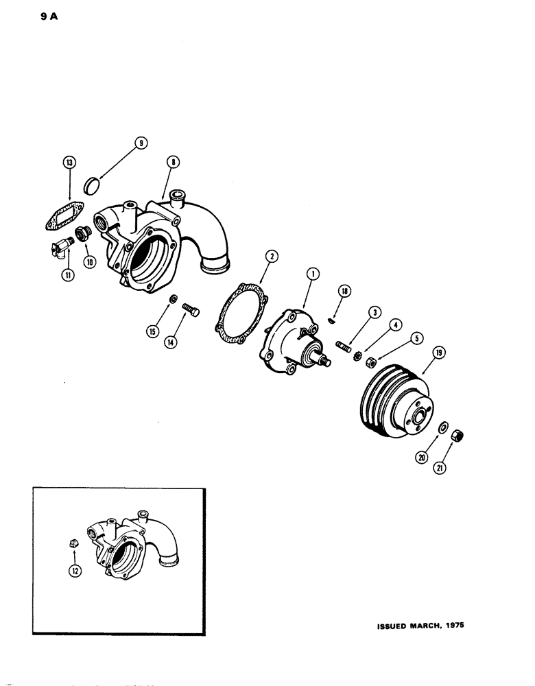 Схема запчастей Case W14 - (009A) - WATER PUMP, (336 BD) DIESEL ENGINE (02) - ENGINE