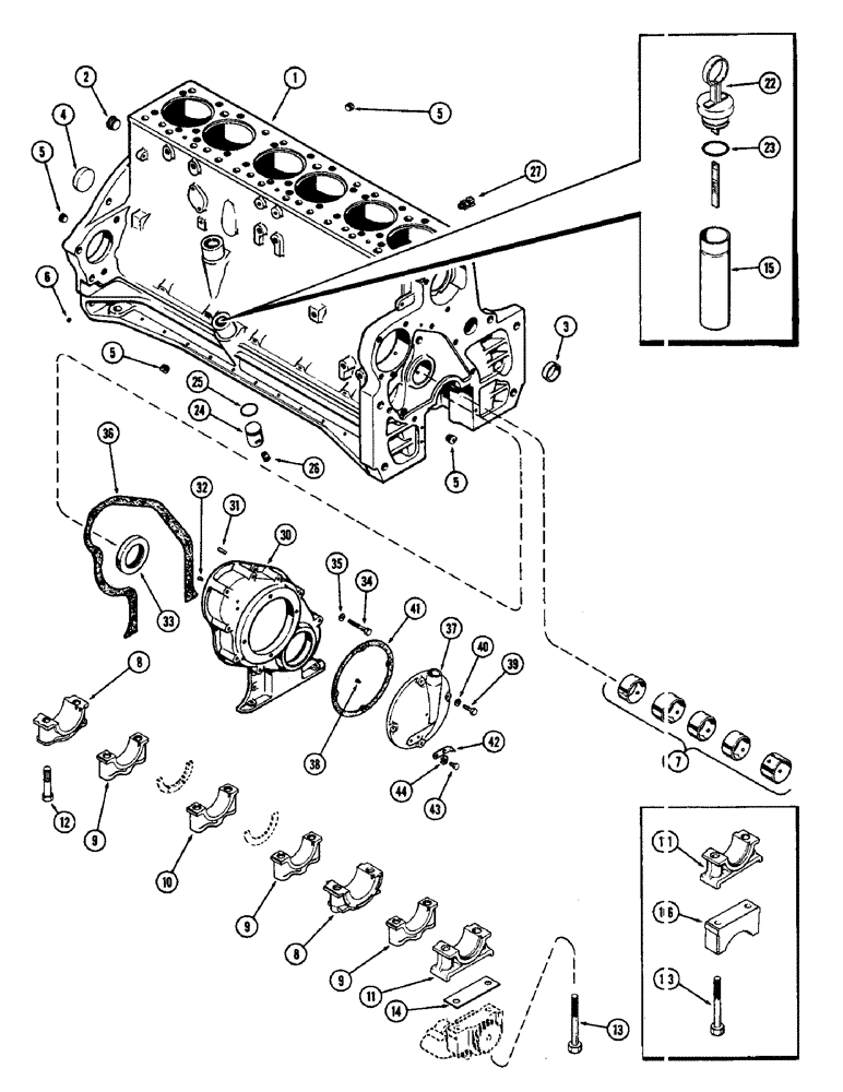 Схема запчастей Case W8B - (030) - CYLINDER BLOCK ASSEMBLY, (377) SPARK IGNITION ENGINE, 1ST USED ENG. SN. 2173890 (01) - ENGINE