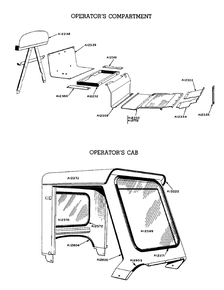 Схема запчастей Case W9 - (128) - OPERATORS COMPARTMENT, OPERATORS CAB (09) - CHASSIS