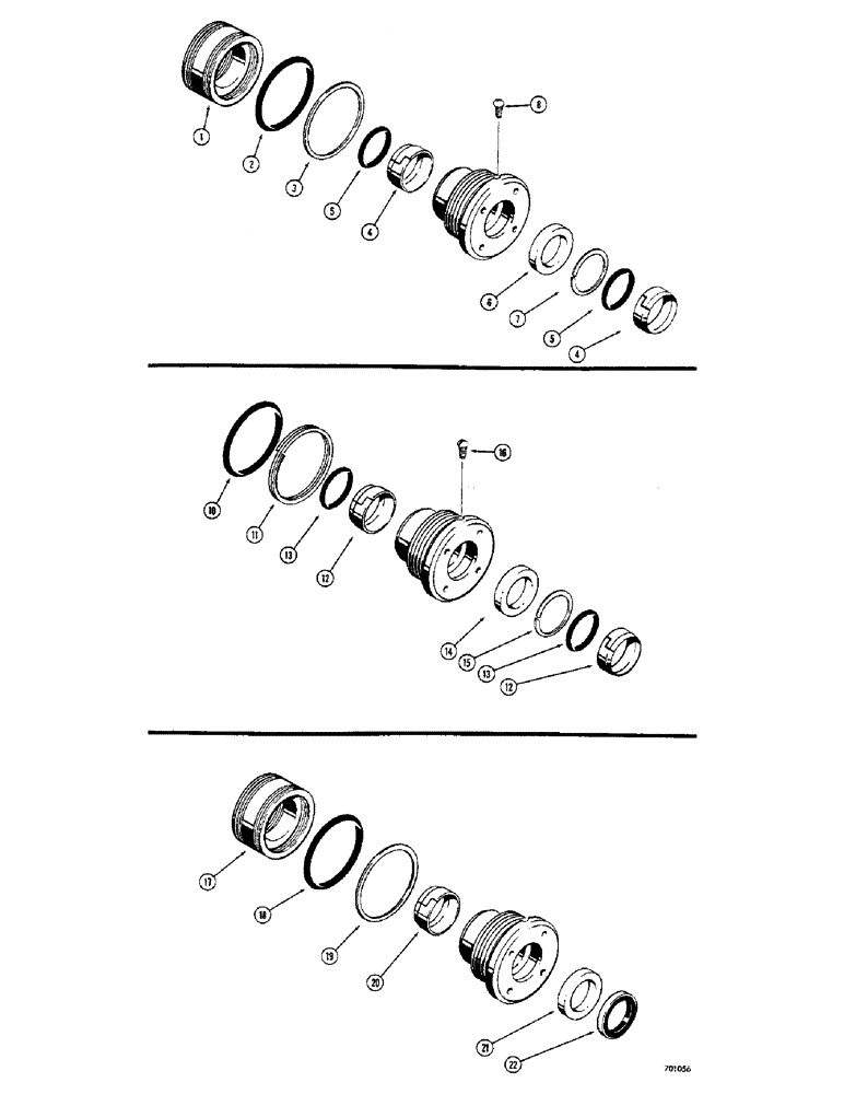 Схема запчастей Case 310G - (243C) - CYLINDER PACKING KITS, D37352 GLAND PACKING KIT (07) - HYDRAULIC SYSTEM