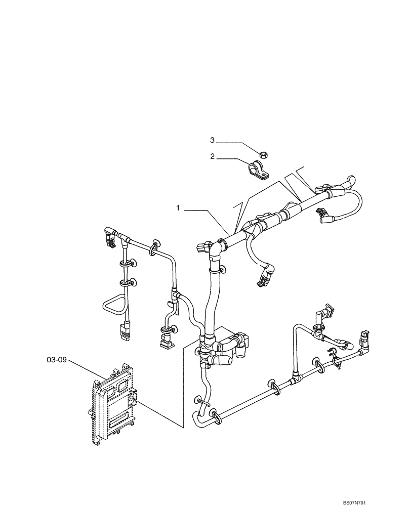 Схема запчастей Case 521E - (03-10) - FUEL INJECTION SYSTEM - HARNESS, ENGINE (03) - FUEL SYSTEM