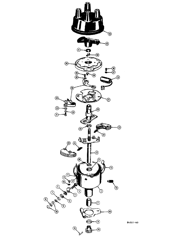 Схема запчастей Case 310D - (032) - G11051 DISTRIBUTOR (AUTO-LITE NO. 1AD-6003-2J) (06) - ELECTRICAL SYSTEMS