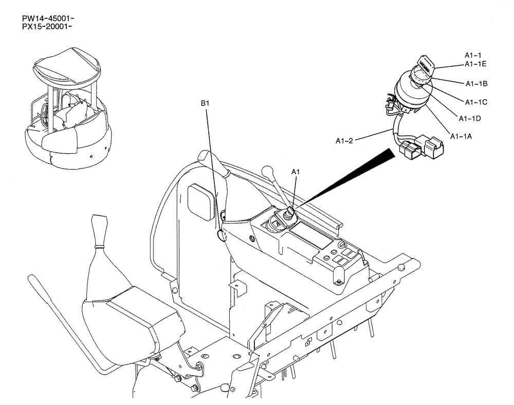 Схема запчастей Case CX36B - (01-072) - KEY ASSY (05) - SUPERSTRUCTURE