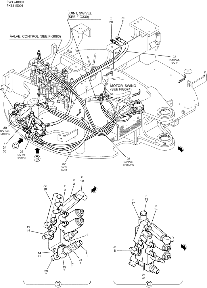 Схема запчастей Case CX36B - (05-007[02]) - CONTROL LINES, REMOTE (COOLER) (35) - HYDRAULIC SYSTEMS