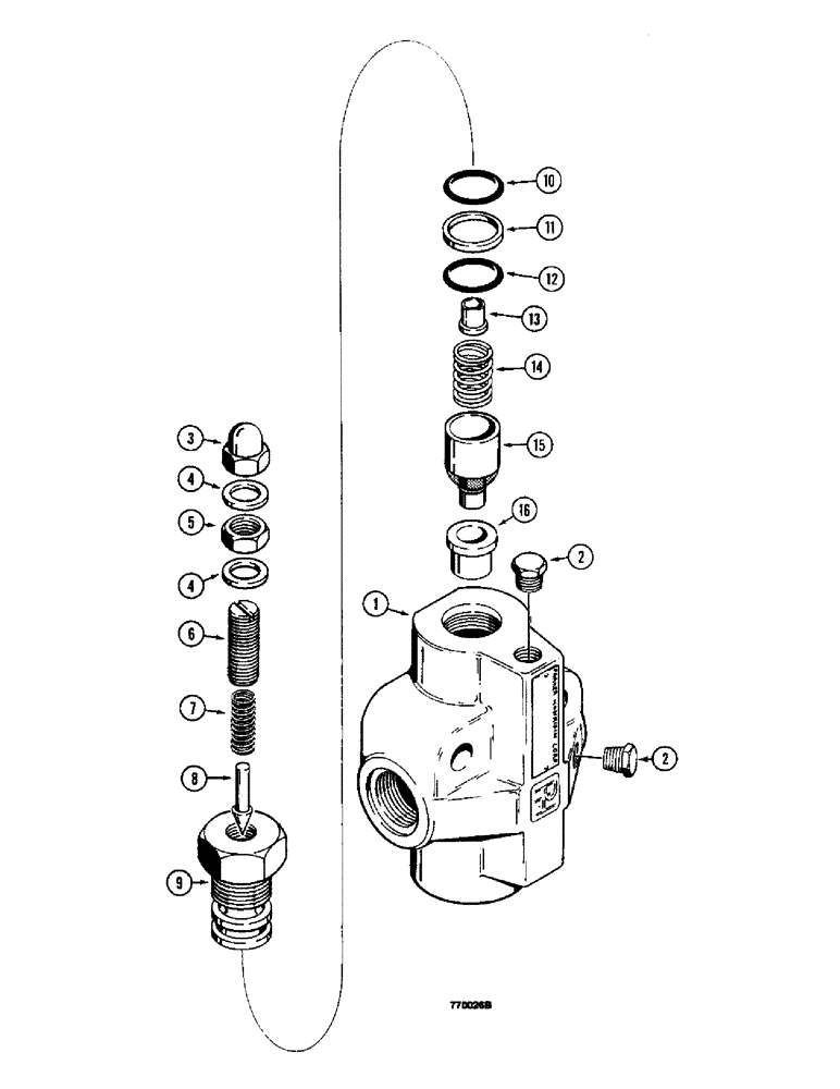 Схема запчастей Case W14 - (484) - L104049 RELIEF VALVE (08) - HYDRAULICS