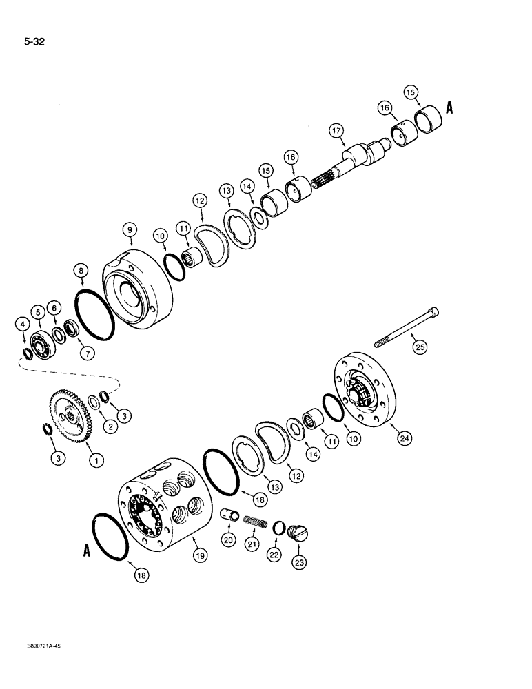 Схема запчастей Case 721 - (5-32) - AUXILIARY STEERING PUMP (05) - STEERING