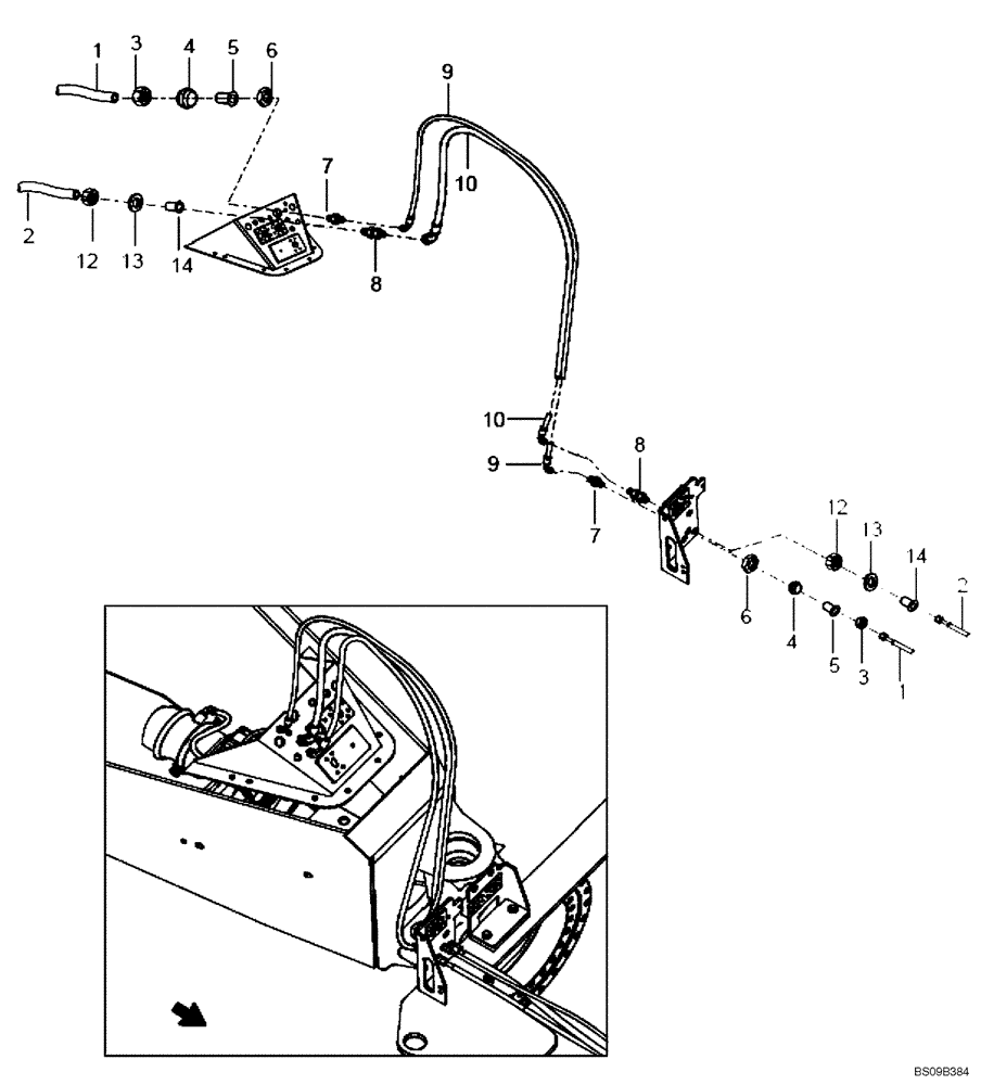 Схема запчастей Case 330B - (47A03002320[001]) - LINES, PNEUMATIC WET BRAKE (P.I.N. HHD0330BN7PG57000 AND AFTER) (84196036) (09) - Implement / Hydraulics / Frame / Brakes