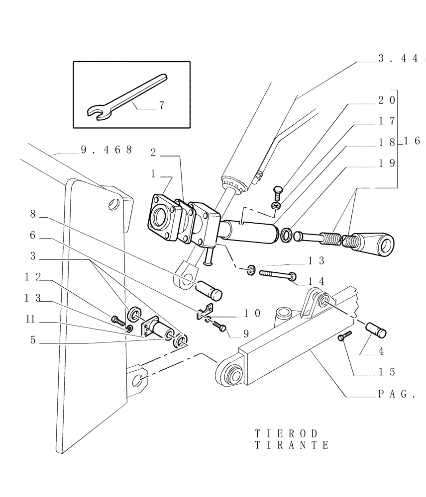 Схема запчастей Case 1850K - (9.467[02A]) - PUSHBEAMS AND STRUTS (HS) - OPTIONAL CODE 76090875 (19) - OPTIONS