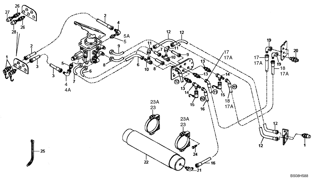 Схема запчастей Case 340B - (47A01002036[001]) - ACCUMULATER, HYDRAULIC BRAKE CIRCUIT (87602623) (09) - Implement / Hydraulics / Frame / Brakes