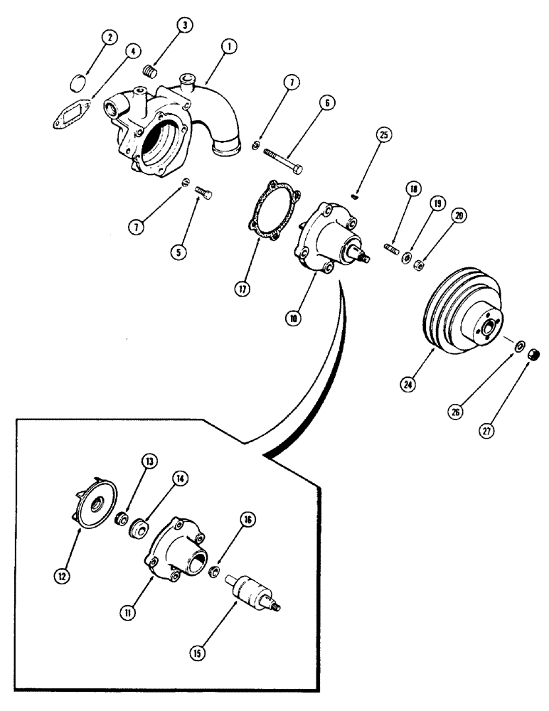 Схема запчастей Case 40 - (004) - WATER PUMP, 504BDT ENGINE (10) - ENGINE