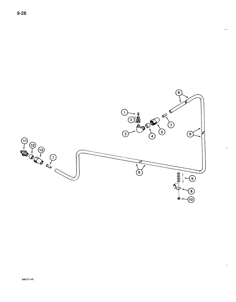 Схема запчастей Case 1085B - (9-028) - TURNTABLE BEARING LUBRICATION LINE (09) - CHASSIS