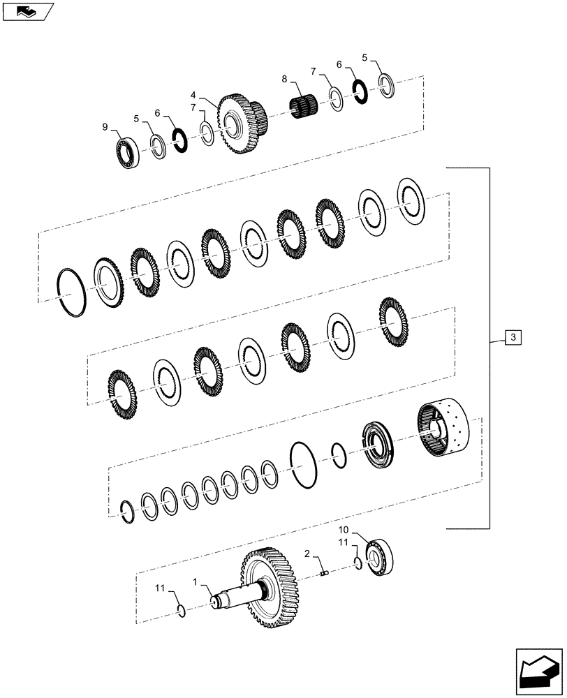 Схема запчастей Case 721F - (21.100.11) - TRANSMISSION, THIRD CLUTCH ASSEMBLY (21) - TRANSMISSION