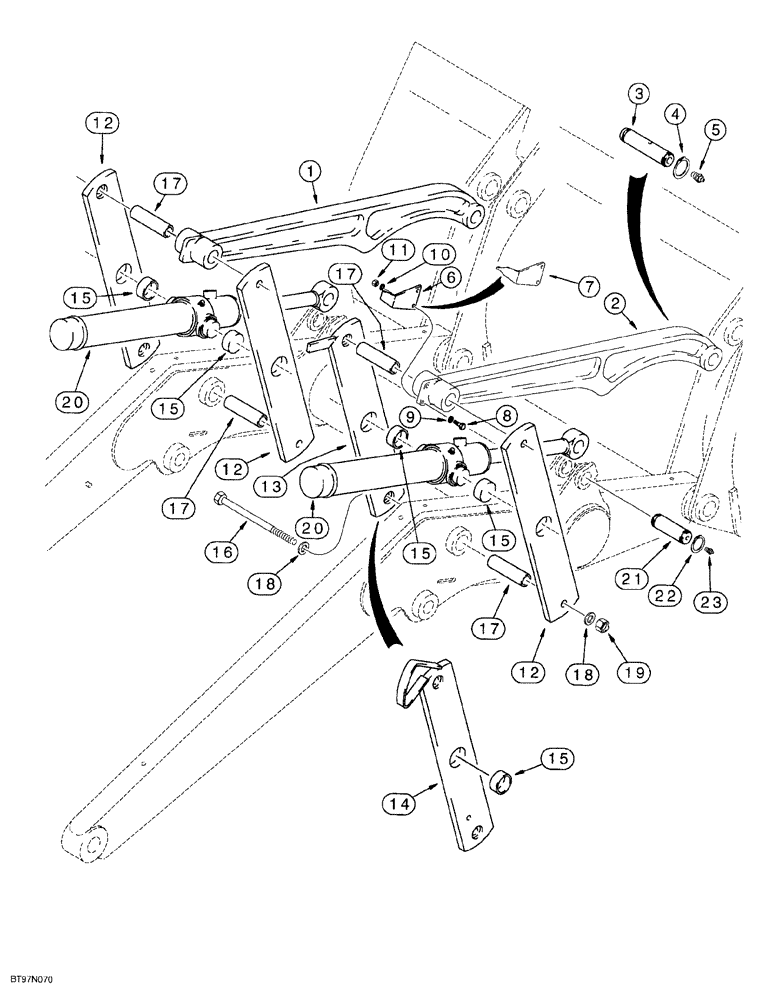 Схема запчастей Case 580SL - (9-012) - LOADER FRAME BUCKET LINKS AND BUCKET CYLINDER LINKS (09) - CHASSIS/ATTACHMENTS