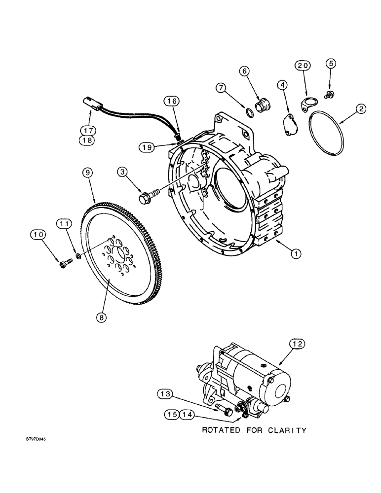 Схема запчастей Case 9045B - (2-44) - FLYWHEEL AND HOUSING, 6T-830 EMISSIONS CERTIFIED ENGINE (02) - ENGINE