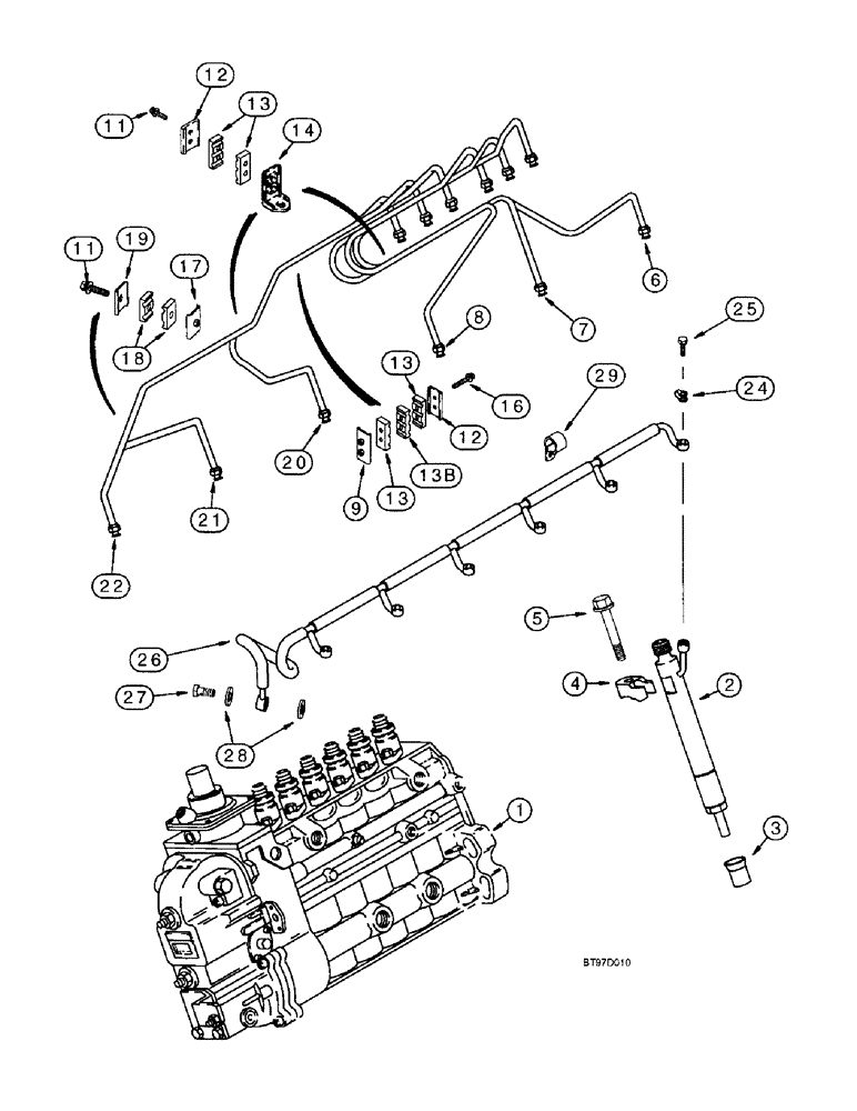 Схема запчастей Case 9040B - (3-14) - FUEL INJECTION SYSTEM, 6T-830 EMISSIONS CERTIFIED ENGINE, P.I.N. DAC04#2001 AND AFTER (03) - FUEL SYSTEM