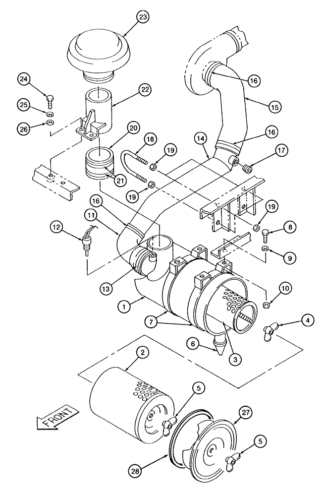 Схема запчастей Case 9040 - (2-06) - AIR CLEANER SYSTEM (02) - ENGINE