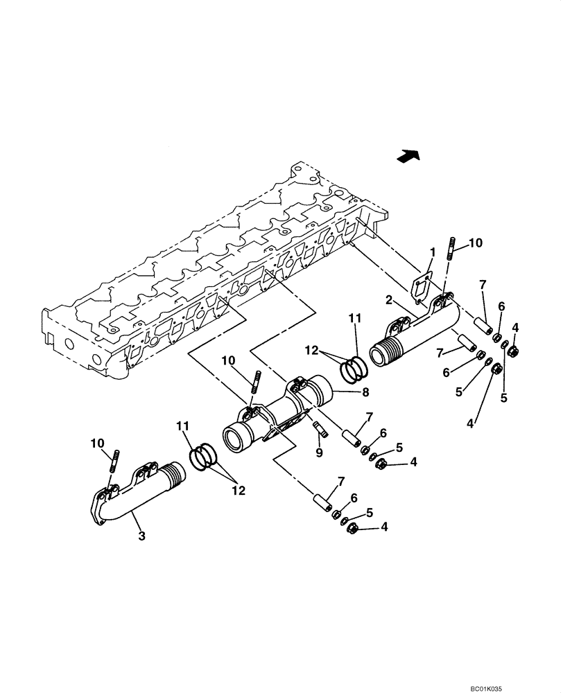 Схема запчастей Case CX800 - (02-10) - MANIFOLD - EXHAUST SYSTEM (02) - ENGINE