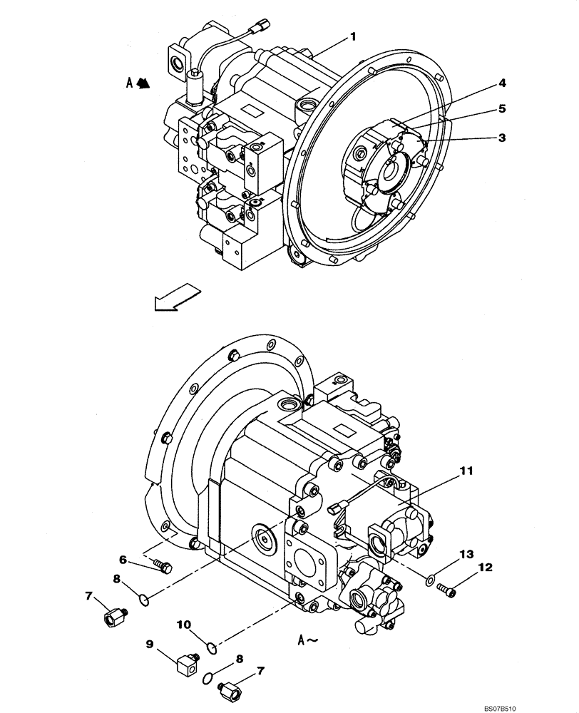 Схема запчастей Case CX210BNLC - (08-04) - PUMP ASSY, HYDRAULIC - WITH AUXILIARY HYDRAULIC - COUPLING (08) - HYDRAULICS