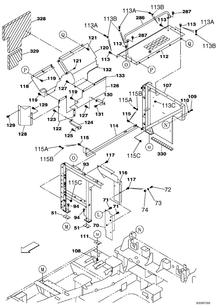 Схема запчастей Case CX700 - (09-010-00[01]) - COWLING - FRAMEWORK (09) - CHASSIS/ATTACHMENTS