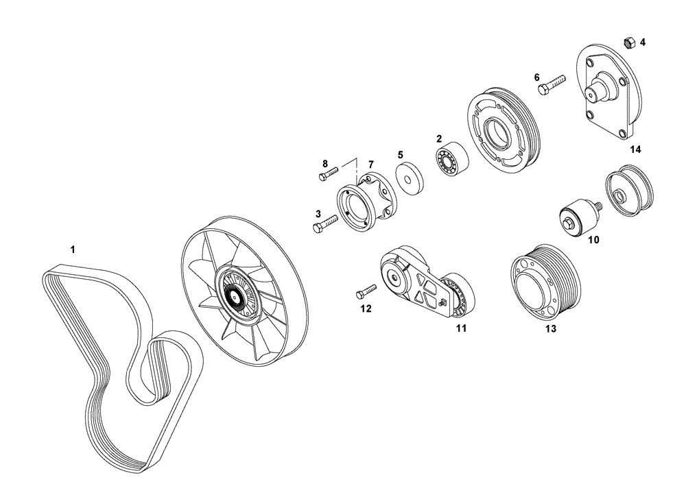 Схема запчастей Case 335 - (01A00000267[001]) - ENGINE - PULLEY - CRANHSHAFT (01) - ENGINE