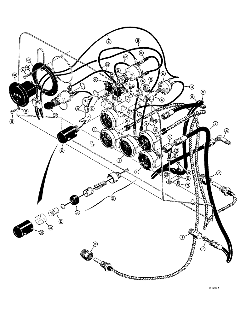 Схема запчастей Case 350 - (092) - INSTRUMENT PANEL, MODELS WITH ALTERNATOR (06) - ELECTRICAL SYSTEMS