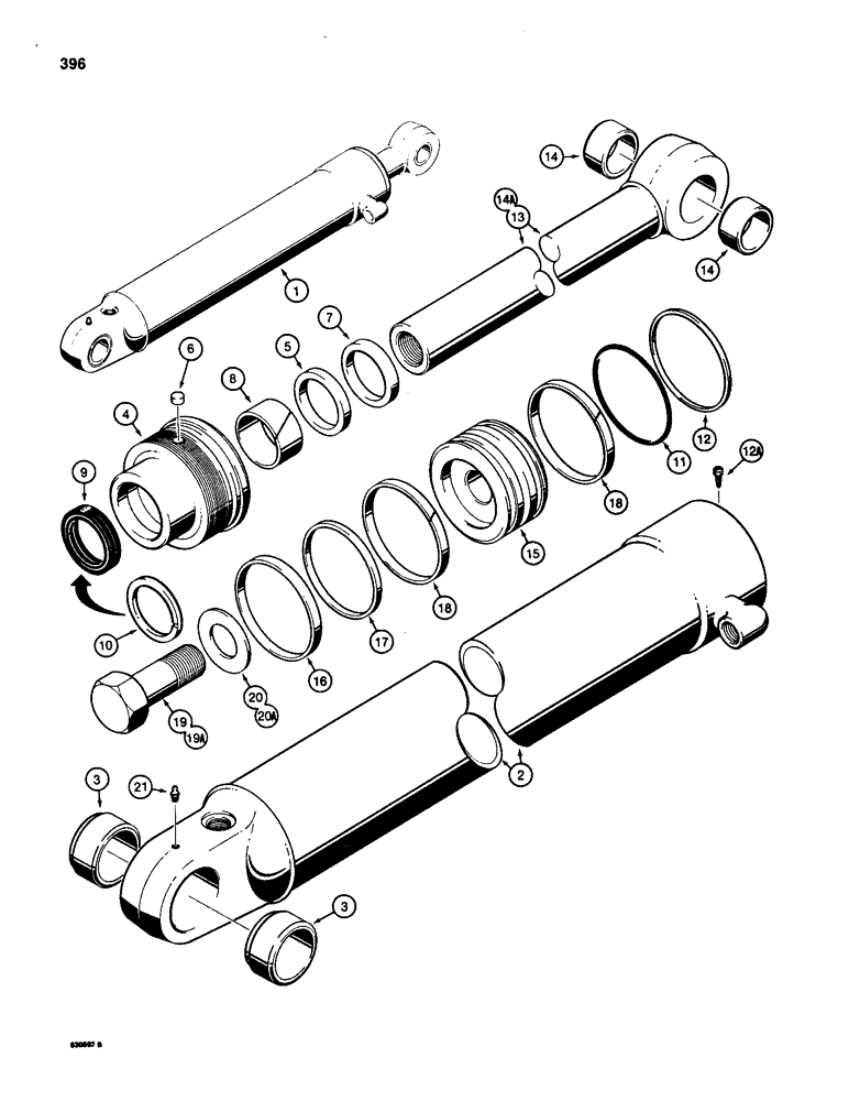 Схема запчастей Case 580SD - (396) - G109139 AND G109140 BACKHOE STABILIZER CYLINDERS (08) - HYDRAULICS