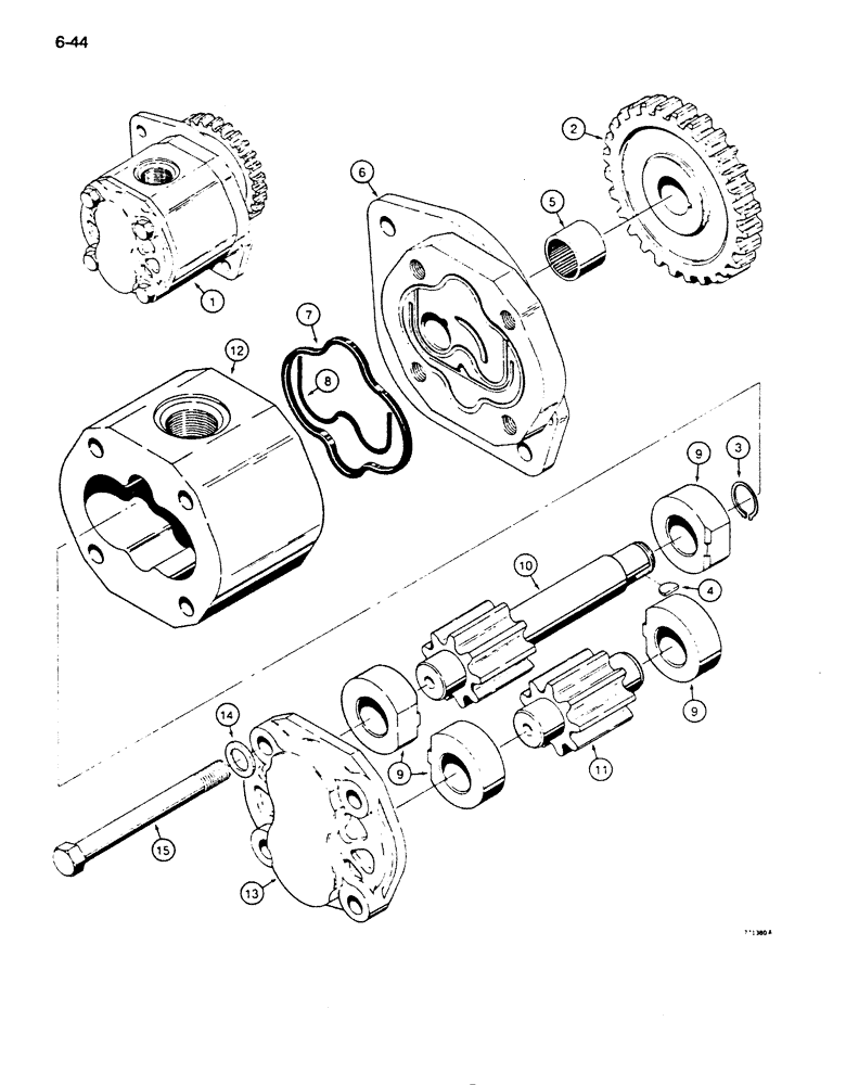 Схема запчастей Case 855D - (6-44) - R30678 TRANSMISSION CHARGING PUMP (06) - POWER TRAIN