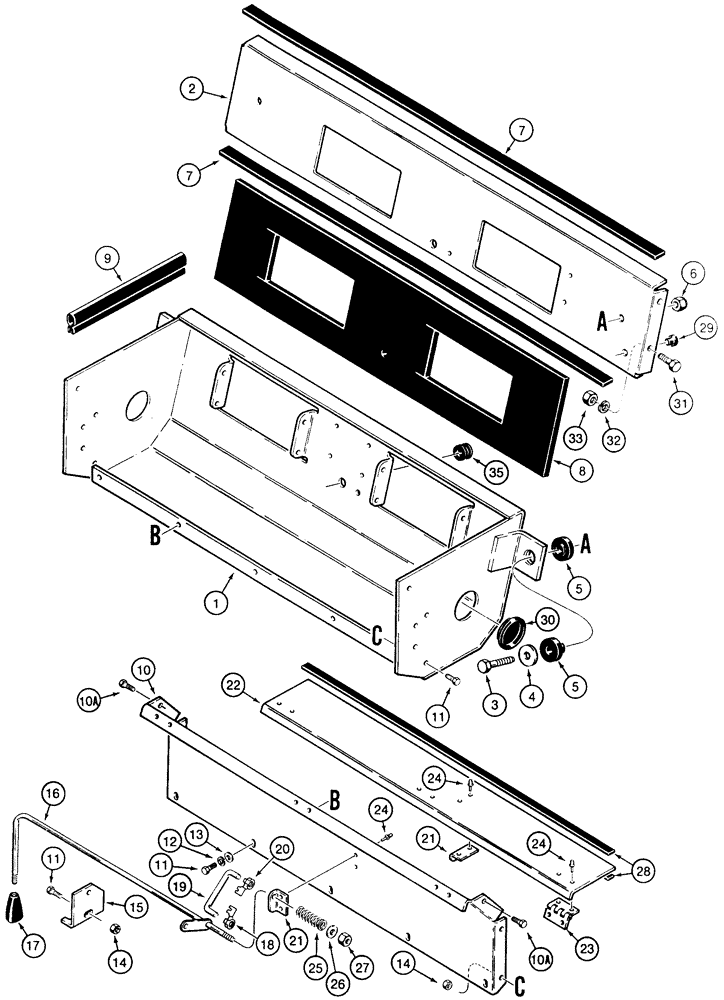 Схема запчастей Case 850E - (9-084) - CAB, BLOWER HOUSING AND AIR FLOW CONTROL (09) - CHASSIS/ATTACHMENTS