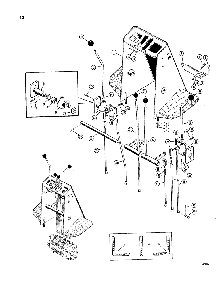 Схема запчастей Case 33 - (042) - TWIN LEVER BACKHOE CONTROL 