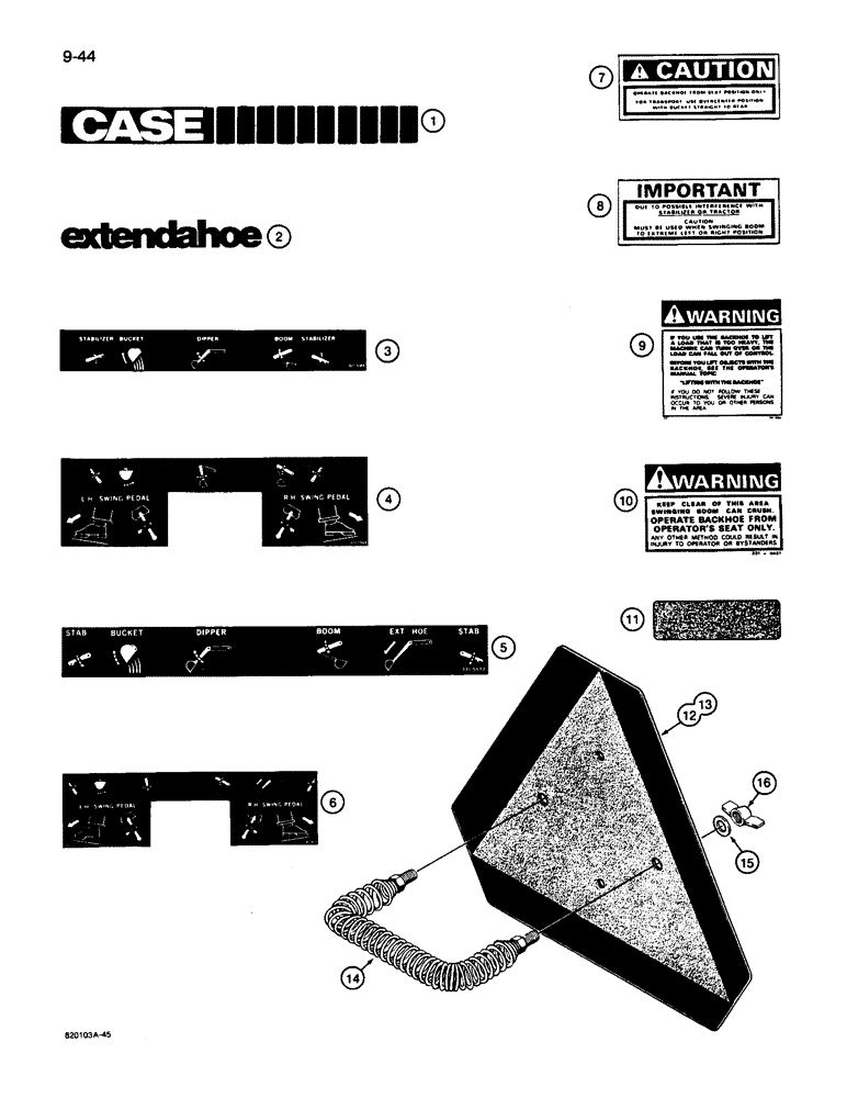 Схема запчастей Case 26D - (9-44) - DECALS, SLOW MOVING VEHICLE EMBLEM 