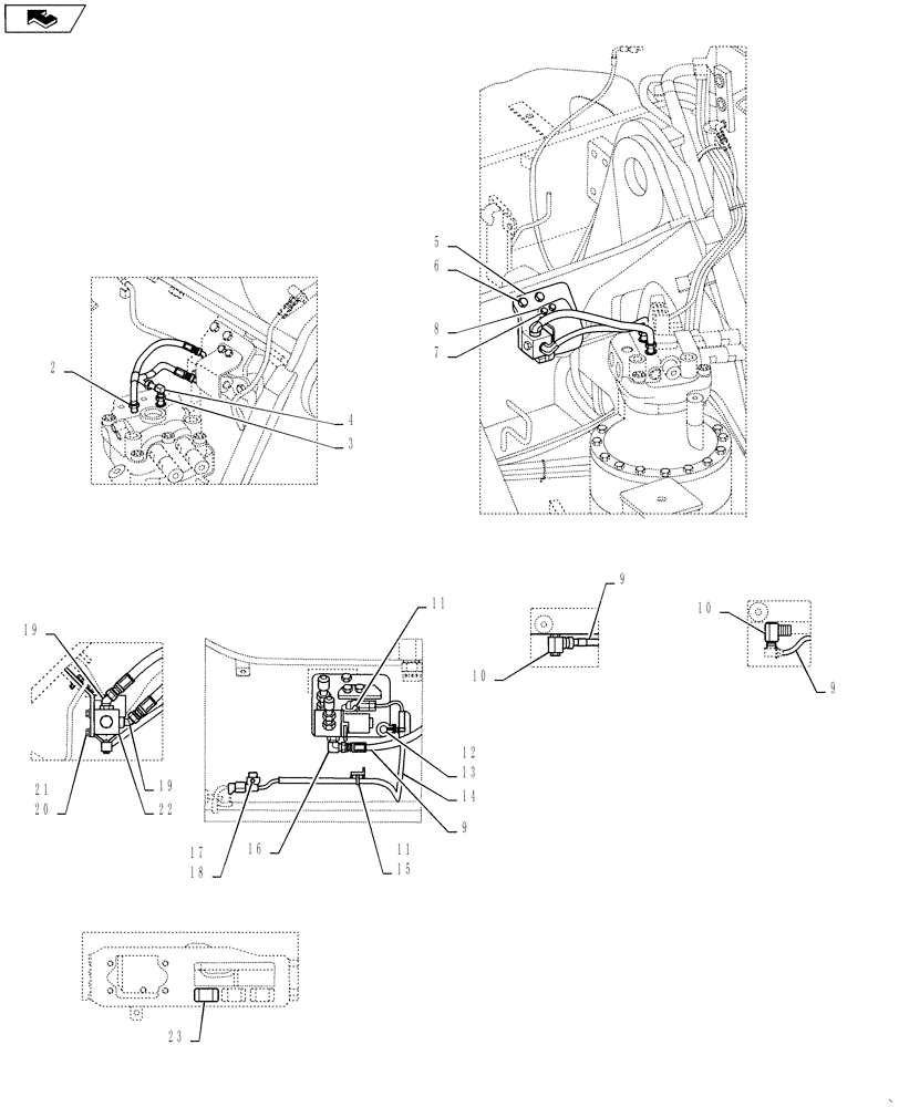 Схема запчастей Case CX235C SR - (35.352.01) - HYDRAULIC SYSTEM - SWING SECTION (35) - HYDRAULIC SYSTEMS