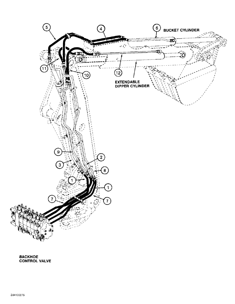 Схема запчастей Case 590SL - (1-22) - PICTORIAL INDEX, BACKHOE HYDRAULICS, EXTENDABLE DIPPER (00) - PICTORIAL INDEX