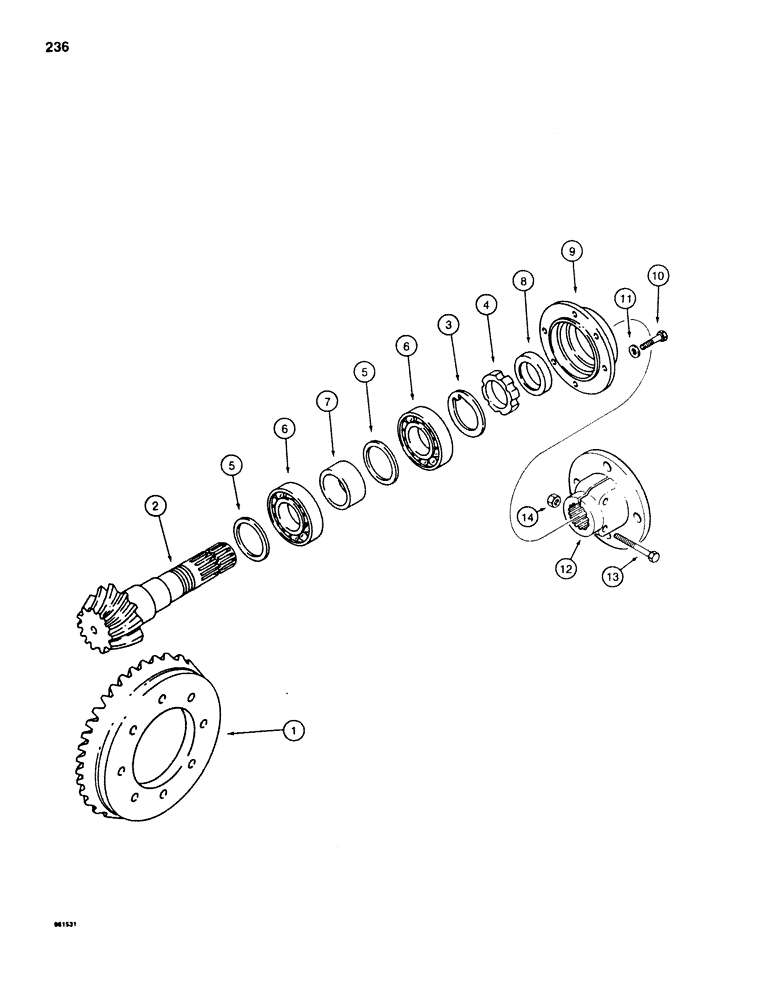 Схема запчастей Case 580SE - (236) - FRONT DRIVE AXLE, RING AND PINION GEAR SET (06) - POWER TRAIN