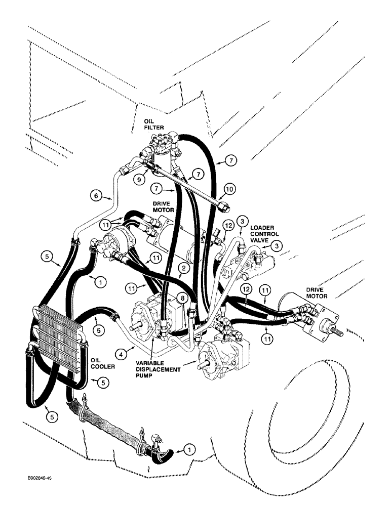 Схема запчастей Case 1818 - (1-12) - PICTORIAL INDEX, HYDROSTATIC DRIVE HYDRAULICS (00) - PICTORIAL INDEX