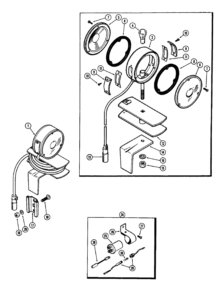 Схема запчастей Case 580 - (077A) - WARNING LAMP, FLASHER ATTACHMENT (55) - ELECTRICAL SYSTEMS