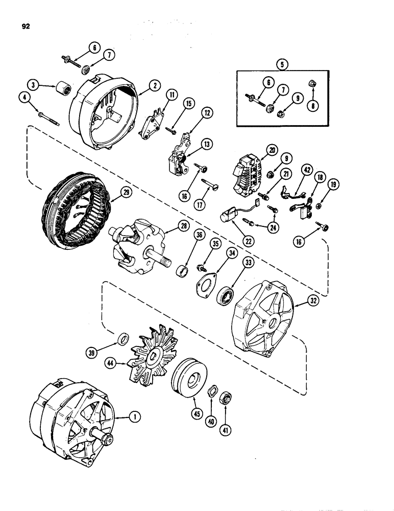 Схема запчастей Case 1835 - (092) - A167153 ALTERNATOR (04) - ELECTRICAL SYSTEMS