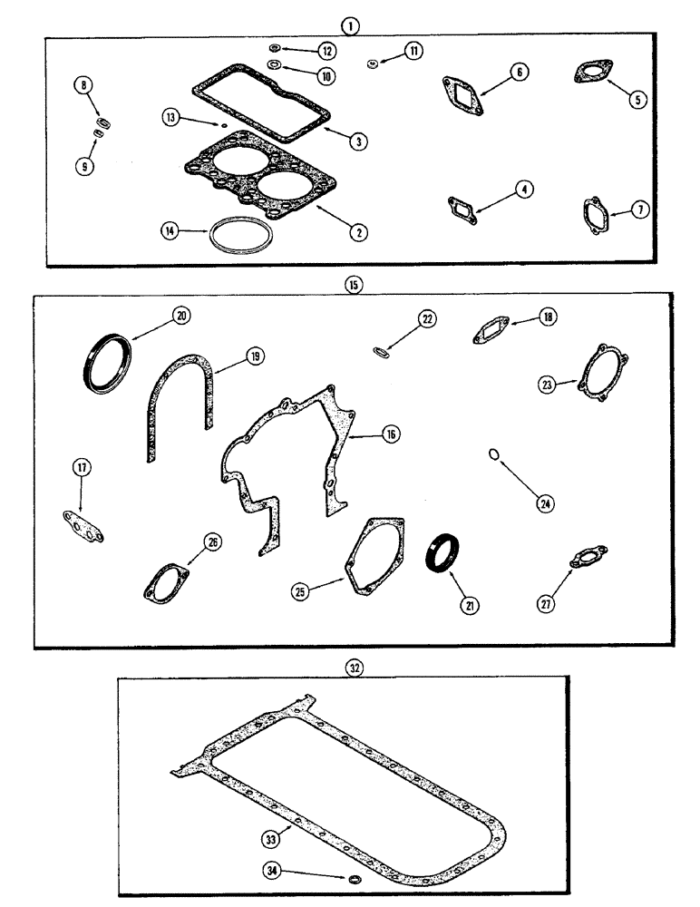 Схема запчастей Case 680CK - (032) - ENGINE GASKET KITS, (267B) DIESEL ENGINE (10) - ENGINE