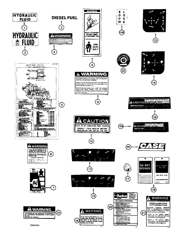 Схема запчастей Case 590SL - (9-96) - DECALS (09) - CHASSIS/ATTACHMENTS