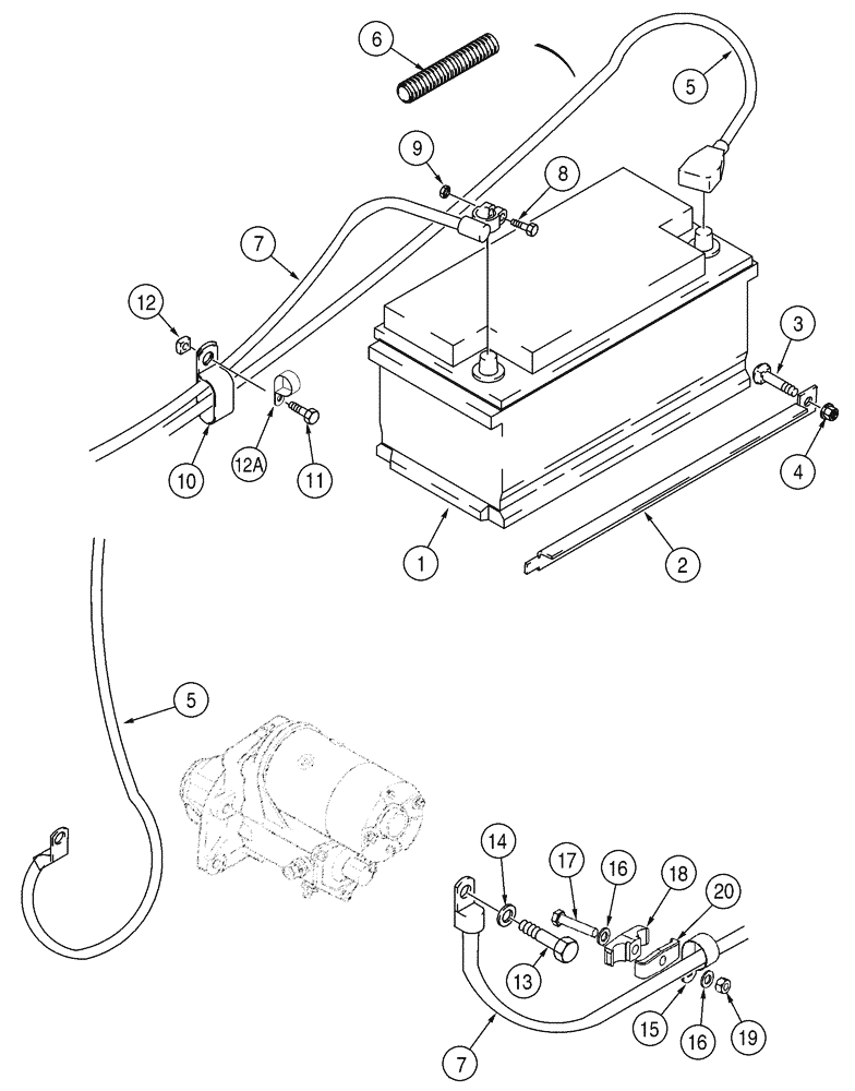 Схема запчастей Case 85XT - (04-05) - BATTERY CABLES, NORTH AMERICAN MODELS JAF0352234-, EUROPEAN MODELS JAF0352715- (04) - ELECTRICAL SYSTEMS