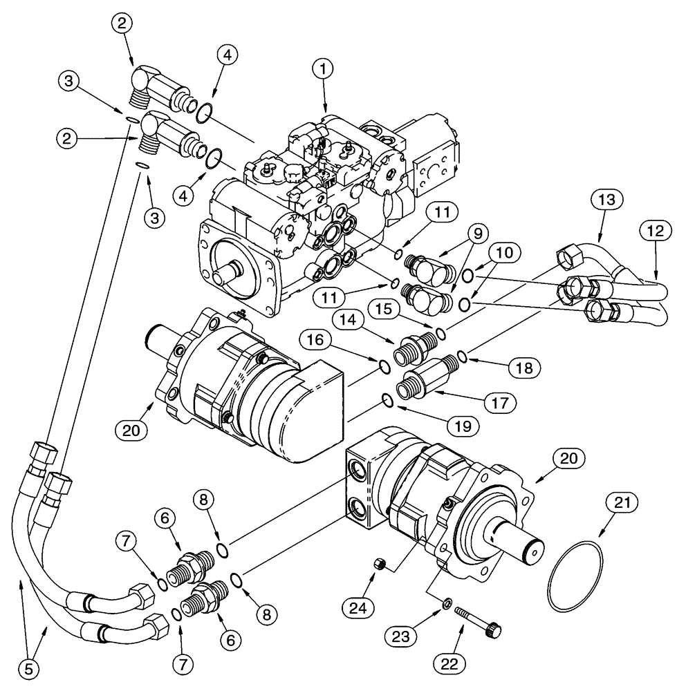 Схема запчастей Case 85XT - (06-06) - HYDROSTATICS PUMP AND DRIVE MOTORS, NORTH AMERICAN MODELS -JAF0352233, EUROPEAN MODELS -JAF0352714 (06) - POWER TRAIN