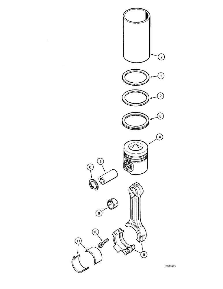 Схема запчастей Case 590 - (2-50) - PISTONS AND CONNECTING RODS, 4T-390 ENGINE, CONNECTING RODS (02) - ENGINE