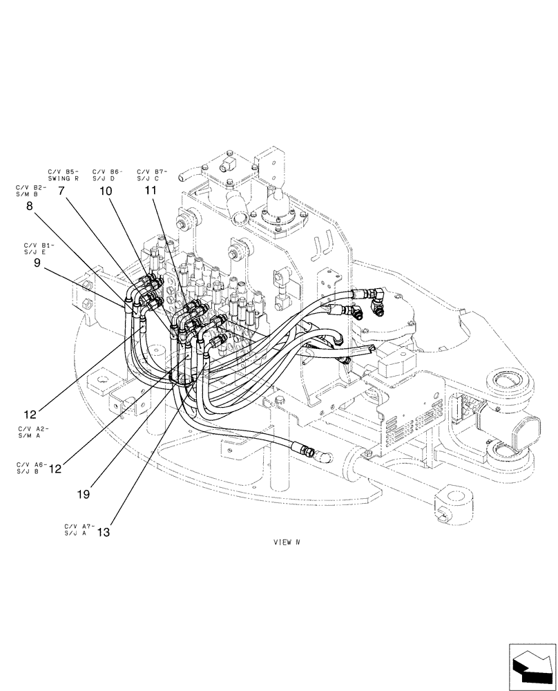 Схема запчастей Case CX36B - (01-036[03]) - HYD LINES, UPP (35) - HYDRAULIC SYSTEMS